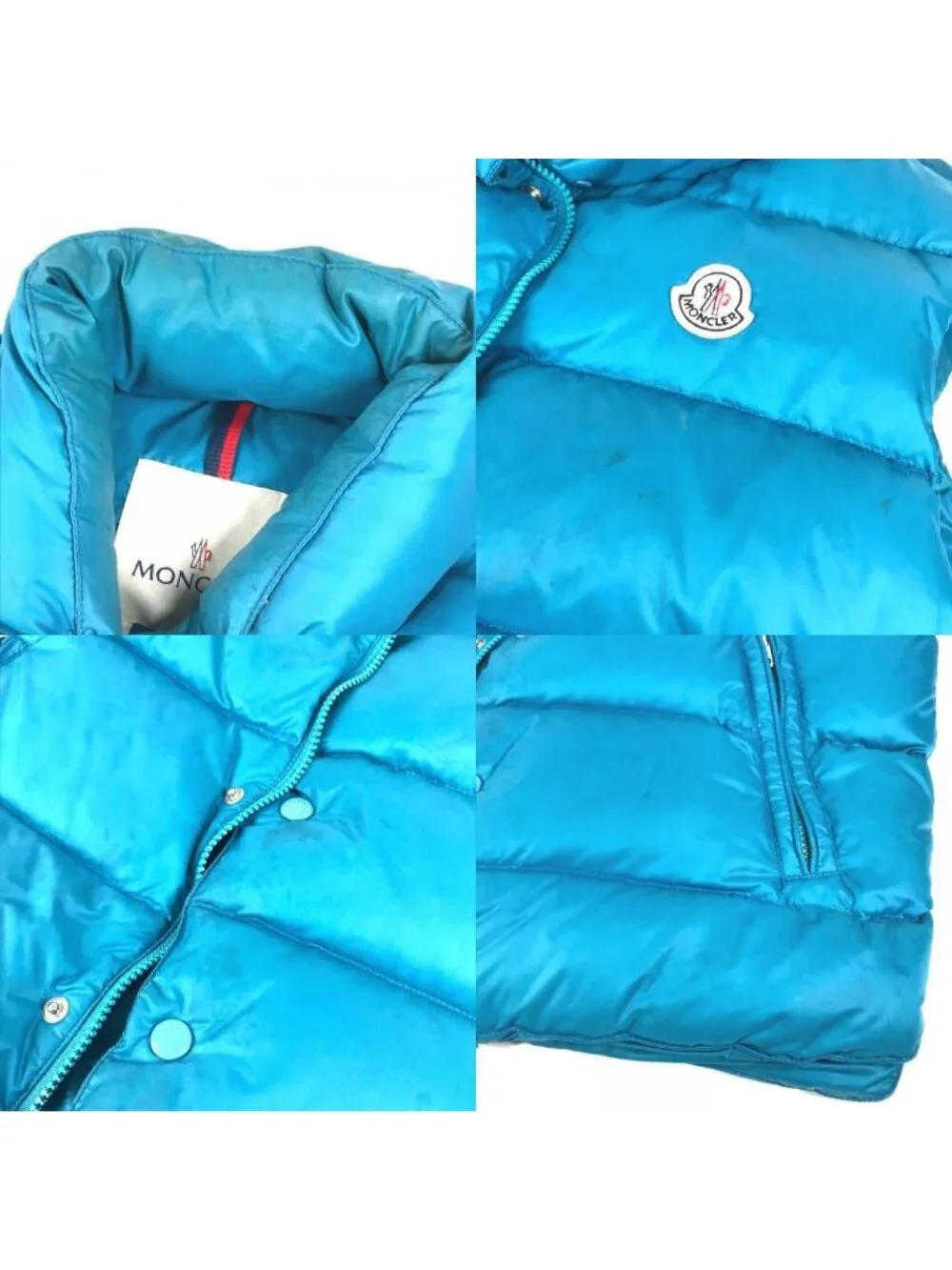 Moncler Down Vest Logo Patch Nylon Blue